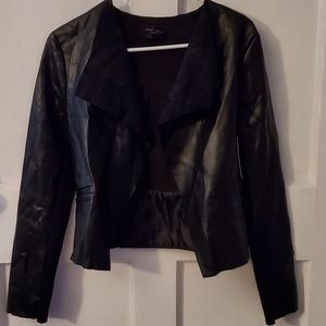 ROMEO & JULIET COUTURE FAUX LEATHER DRAPE JACKET